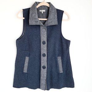 Habitat Button Front Felted Vest Womens S Blue & Gray